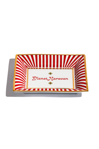 Porcelain Ashtray (Red Stripes)
