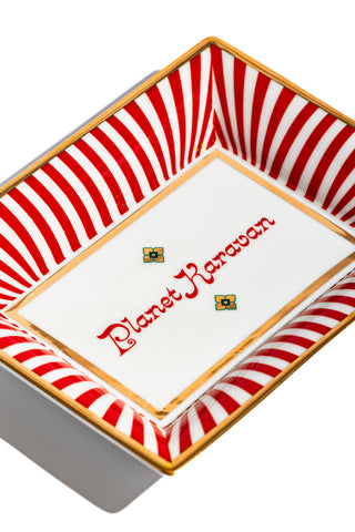 Porcelain Ashtray (Red Stripes)