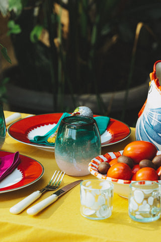 karavan clothing spring summer homeware collection water glass green pink