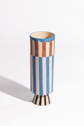 karavan clothing fashion spring summer 24 that moment homeware collection  vase stripes light blue brown