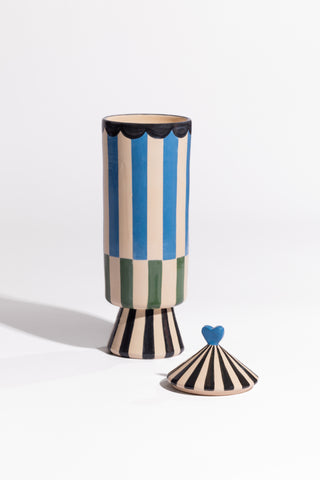 karavan clothing fashion spring summer 24 that moment homeware collection vase stripes black green