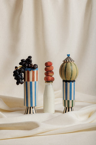 karavan clothing fashion spring summer 24 that moment homeware collection vase stripes black green