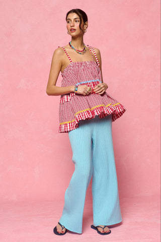 karavan clothing fashion spring summer 26 krvn nai collection alejandra knitted trousers ciel