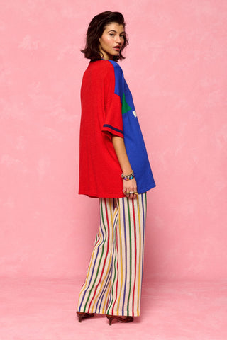 karavan clothing fashion spring summer 26 nai collection aliana knitted shirt blue red