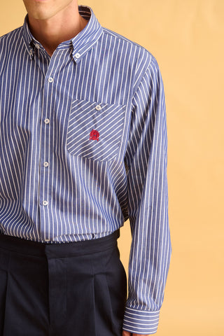 karavan clothing fashion fall winter 25 homecoming men collection delouar shirt blue stripes