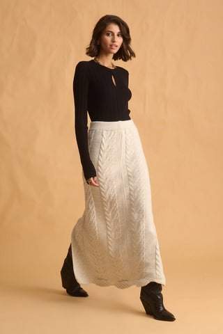karavan clothing fashion fall winter 25 homecoming krvn collection clara knitted skirt ivory