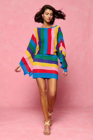 karavan clothing fashion spring summer 26 nai collection daphne mini knitted skirt multicolor stripes