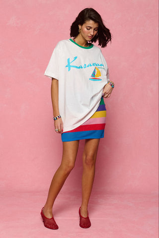 karavan clothing fashion spring summer 26 nai collection daphne mini knitted skirt multicolor stripes