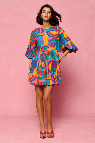 karavan clothing fashion spring summer 26 nai collection darla mini dress multicolor abstract