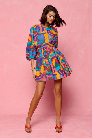 karavan clothing fashion spring summer 26 nai collection darla mini dress multicolor abstract