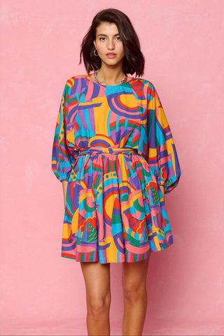 karavan clothing fashion spring summer 26 nai collection darla mini dress multicolor abstract