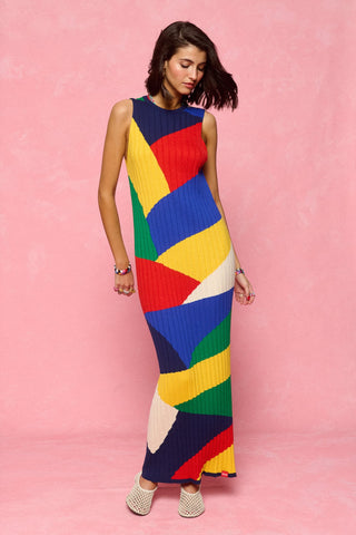 karavan clothing fashion spring summer 26 nai collection denise knitted dress multicolor polygon