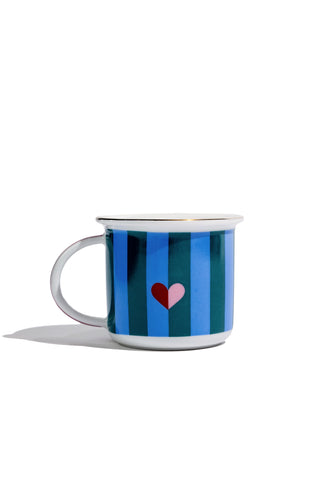 Porcelain Espresso Mug (Blue Stripes)