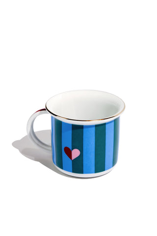 Porcelain Espresso Mug (Blue Stripes)