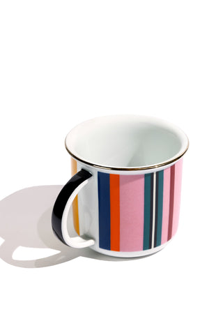 Porcelain Coffee Mug (Stripes Black)