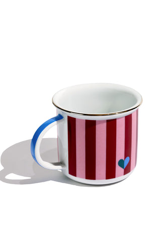Porcelain Coffee Mug (Stripes Red)