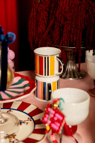 Porcelain Coffee Mug (Stripes Black)