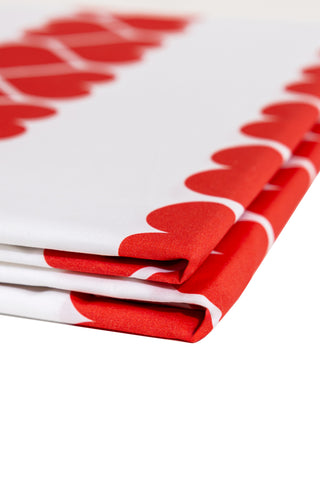 karavan clothing planet homeware collection spring summer 25 flat sheet red heart stripes