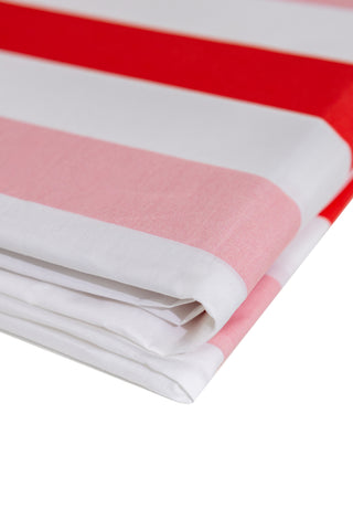 karavan clothing planet homeware collection spring summer 25 fitted sheet pink red stripes
