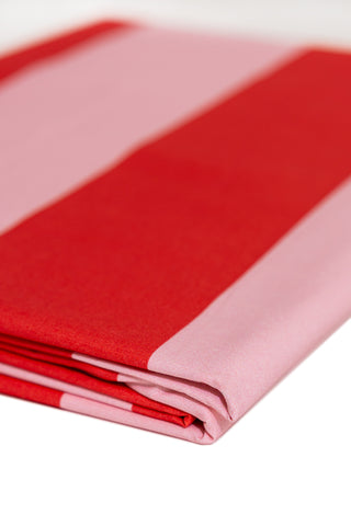 karavan clothing planet homeware collection spring summer 25 flat sheet red pink stripes