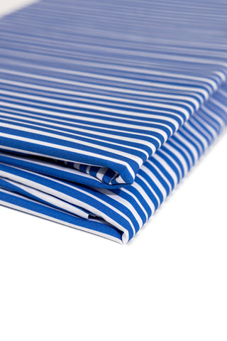 karavan clothing planet homeware collection spring summer 25 flat sheet four blues stripes