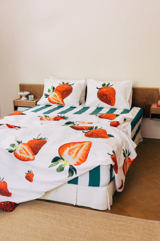 karavan clothing planet homeware collection spring summer 25 flat sheet strawberries