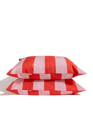 karavan clothing planet homeware collection spring summer 25 pillow case red pink stripes