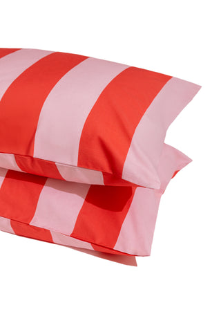 karavan clothing planet homeware collection spring summer 25 pillow case red pink stripes