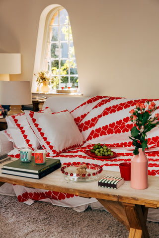 karavan clothing planet homeware collection spring summer 25 flat sheet red heart stripes