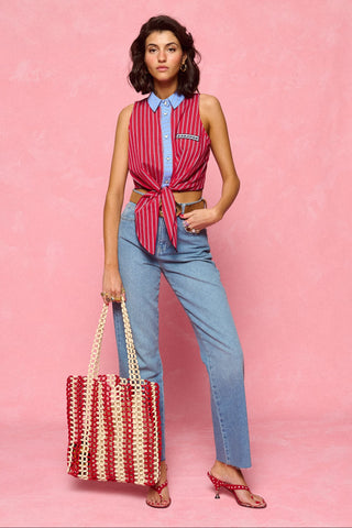 karavan clothing fashion spring summer 26 nai collection valerie cropped shirt red stripes