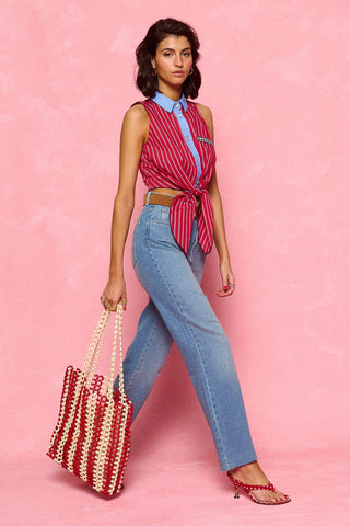 karavan clothing fashion spring summer 26 nai collection valerie cropped shirt red stripes