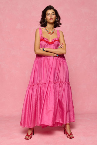 karavan clothing fashion spring summer 26 nai collection elodie dress pink satin