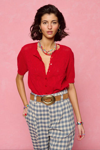 karavan clothing fashion spring summer 26 nai collection winona knitted cardigan red