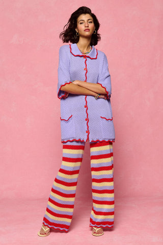 karavan clothing fashion spring summer 26 nai collection erica knitted trousers multicolor stripes