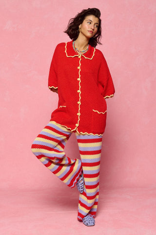 karavan clothing fashion spring summer 26 nai collection erica knitted trousers multicolor stripes