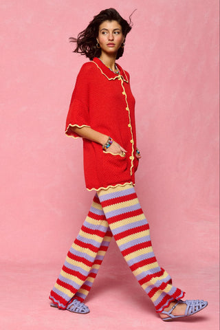 karavan clothing fashion spring summer 26 nai collection erica knitted trousers multicolor stripes