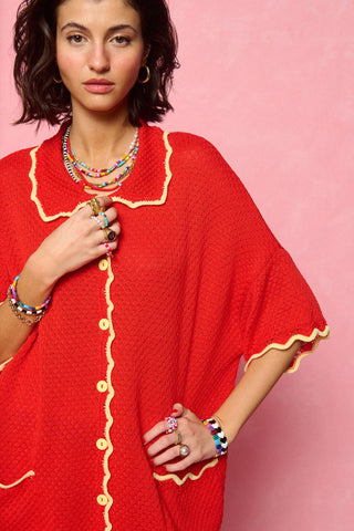 karavan clothing fashion spring summer 26 nai collection hilary knitted shirt red