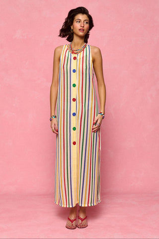 karavan clothing fashion spring summer 26 nai collection ermione dress off white multicolor stripes