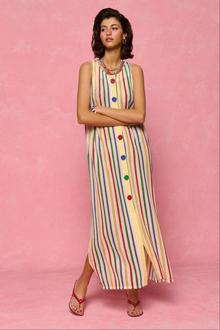 karavan clothing fashion spring summer 26 nai collection ermione dress off white multicolor stripes