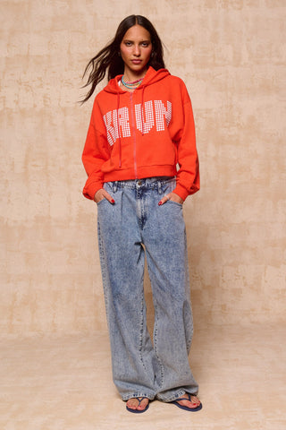 karavan clothing fashion krvn spring summer 26 nai collection mabel zip hoodie tomato red