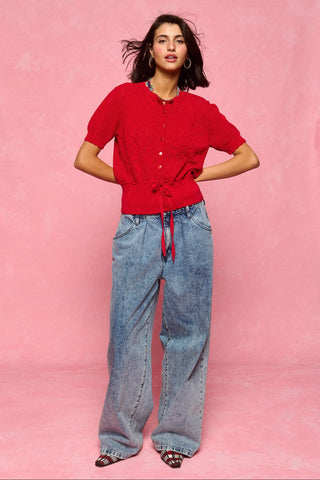 karavan clothing fashion spring summer 26 nai collection winona knitted cardigan red