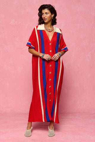 karavan clothing fashion spring summer 26 nai collection faith knitted dress red blue