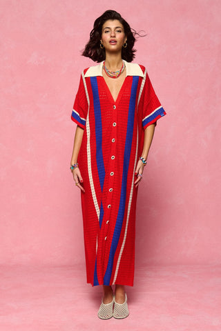 karavan clothing fashion spring summer 26 nai collection faith knitted dress red blue