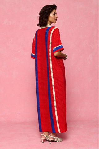 karavan clothing fashion spring summer 26 nai collection faith knitted dress red blue