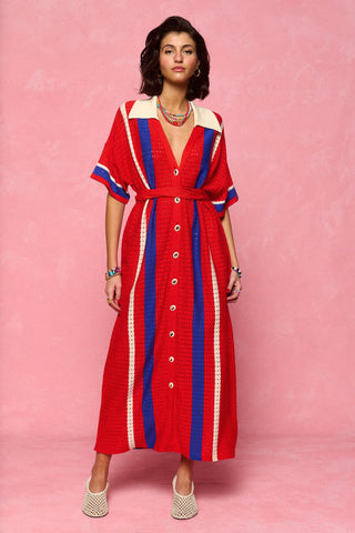 karavan clothing fashion spring summer 26 nai collection faith knitted dress red blue