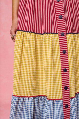 karavan clothing fashion spring summer 26 nai collection fenia skirt checked blue red yellow