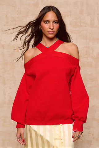 karavan clothing fashion krvn spring summer 26 nai collection ioli knitted sweater red