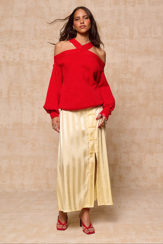 karavan clothing fashion krvn spring summer 26 nai collection ioli knitted sweater red