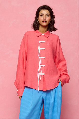 karavan clothing fashion spring summer 26 nai collection alkistis shirt  coral