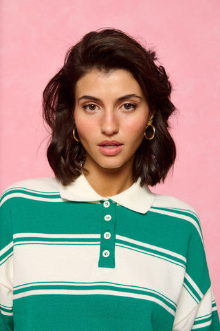 karavan clothing fashion spring summer 26 nai collection lorette knitted cropped top green white